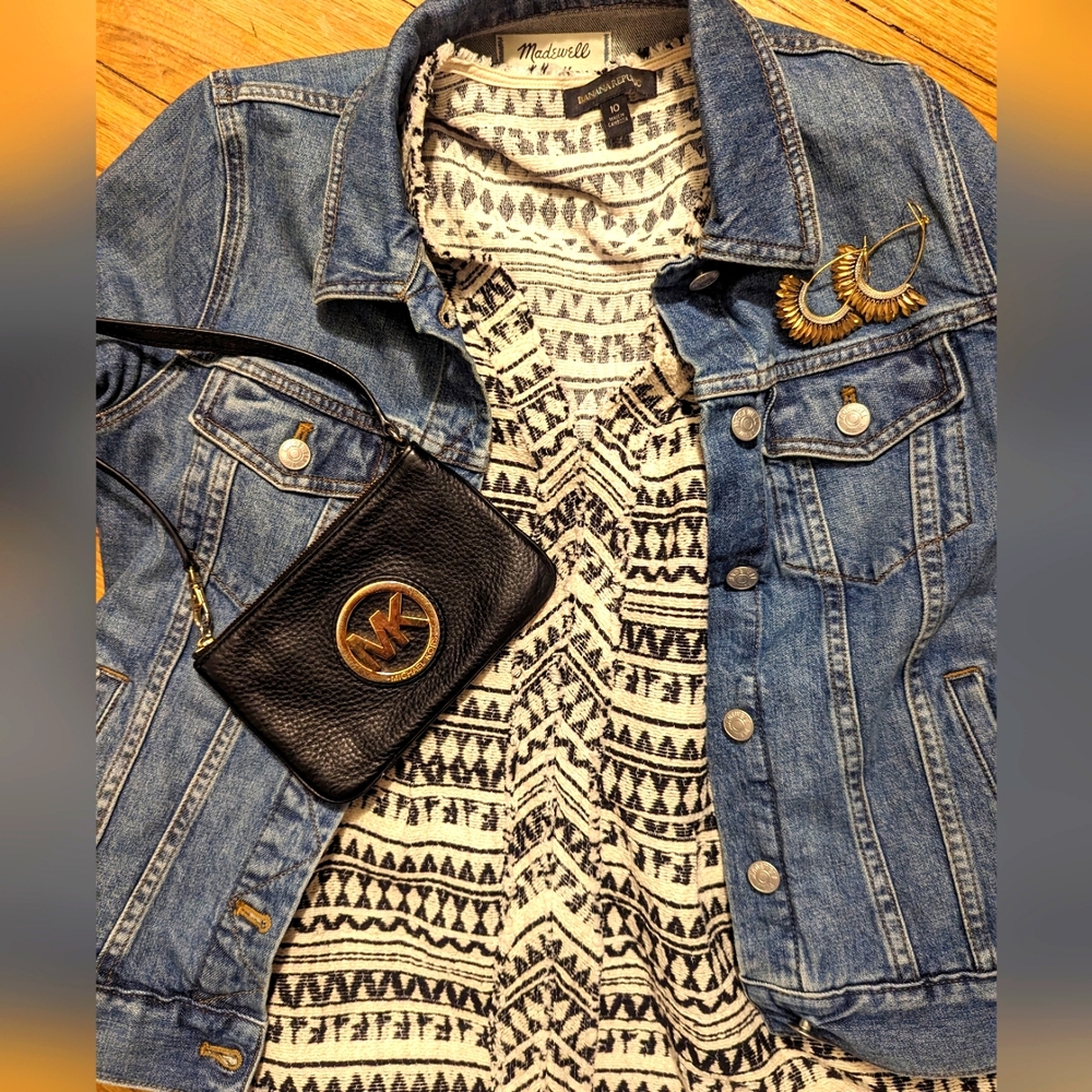Michael Kors black and gold clutch